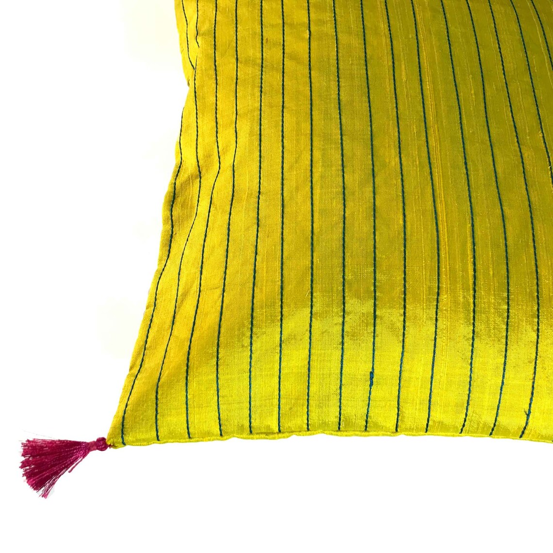 Silk Cushion Covers Mustard Teal Kantha Silk Pillow Lumbar Etsy