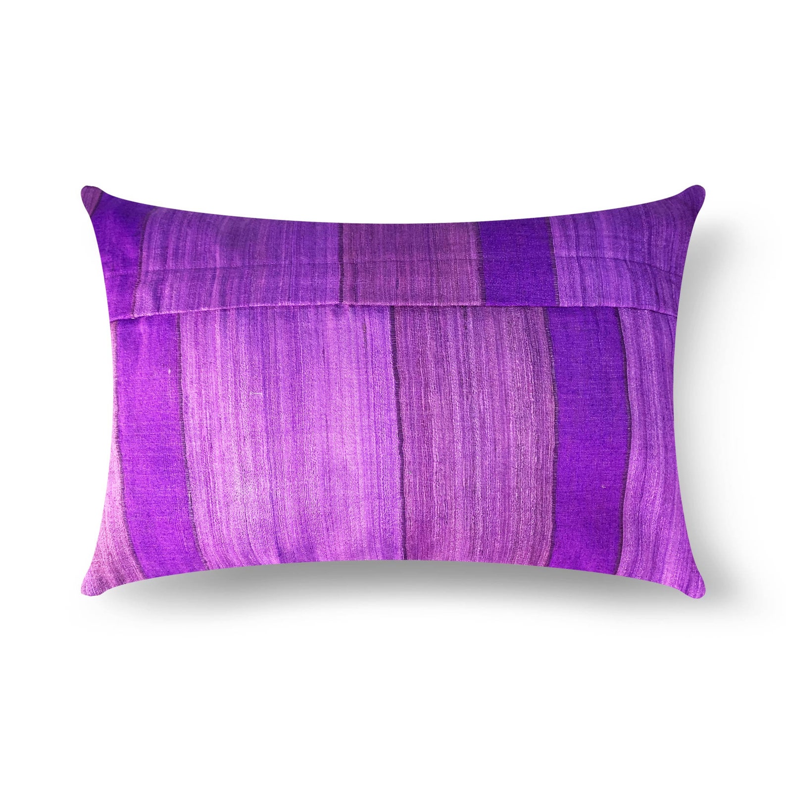 Purple Striped Tussar Silk Pillow Cover Purple Silk Lumbar Etsy