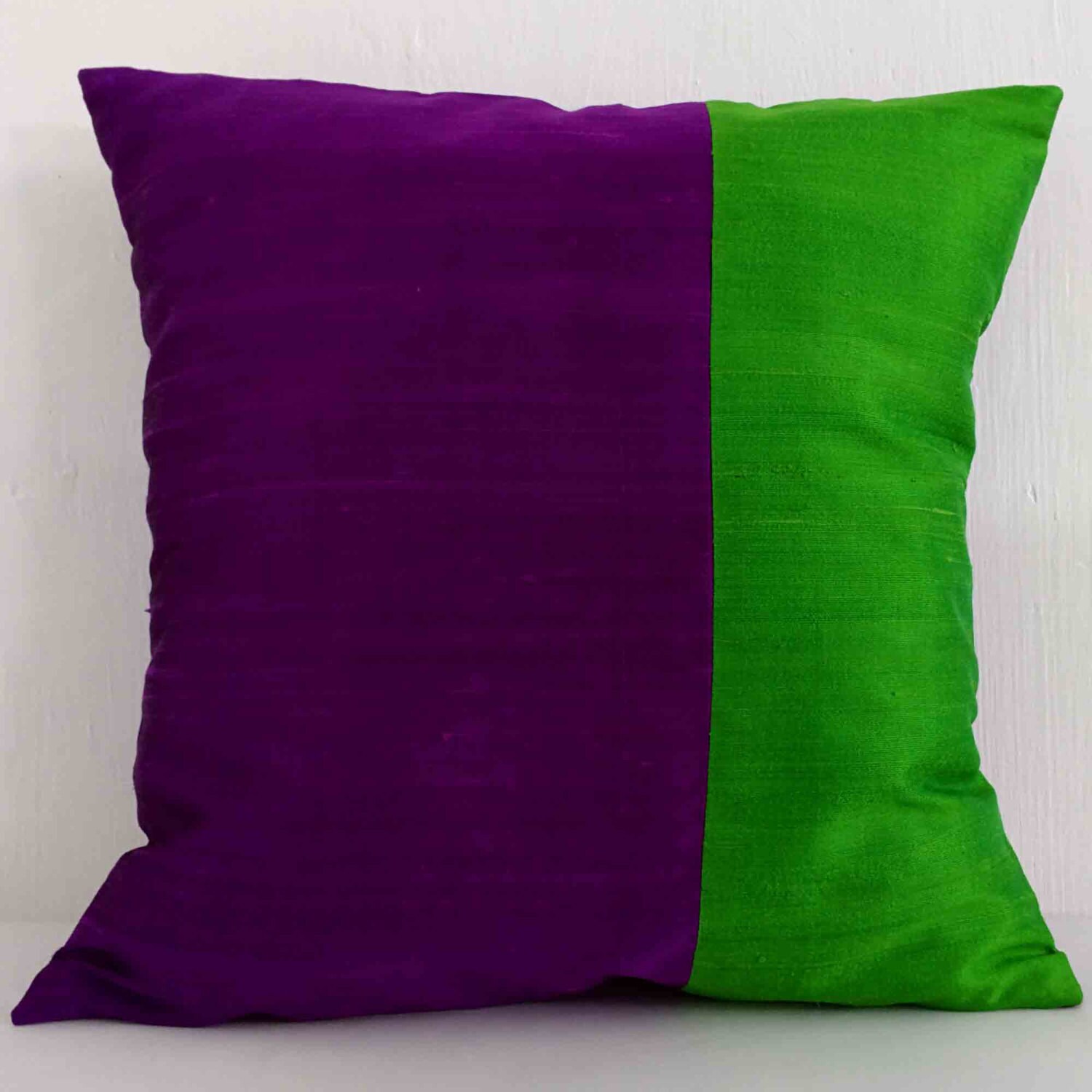 Purple and Green Color Block Raw Silk Pillow Coverdecorative Etsy UK