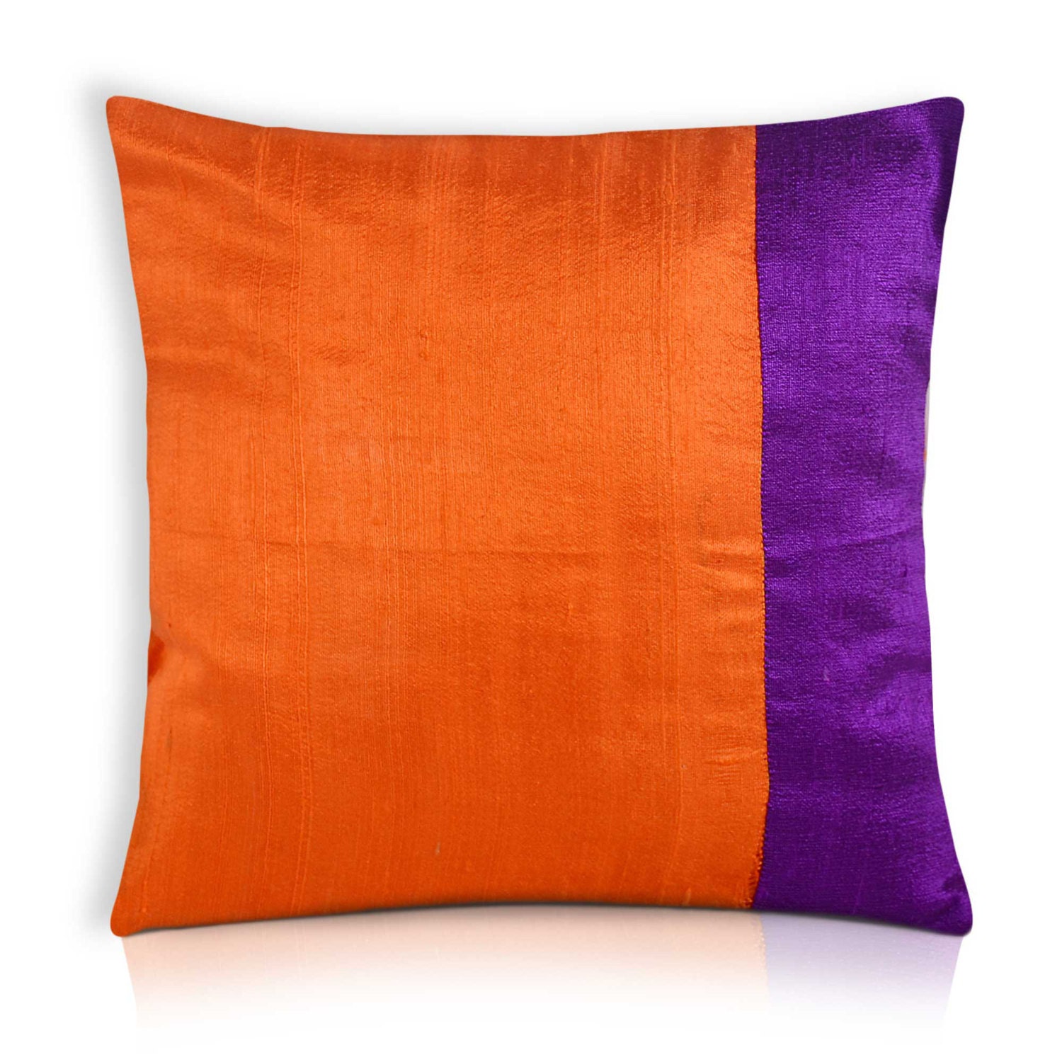 Purple and Orange Color Block Raw Silk Pillow Cover Decorative Throw Pillow Housewarming Gift Handmade Gifts for Her Mothersday Etsy