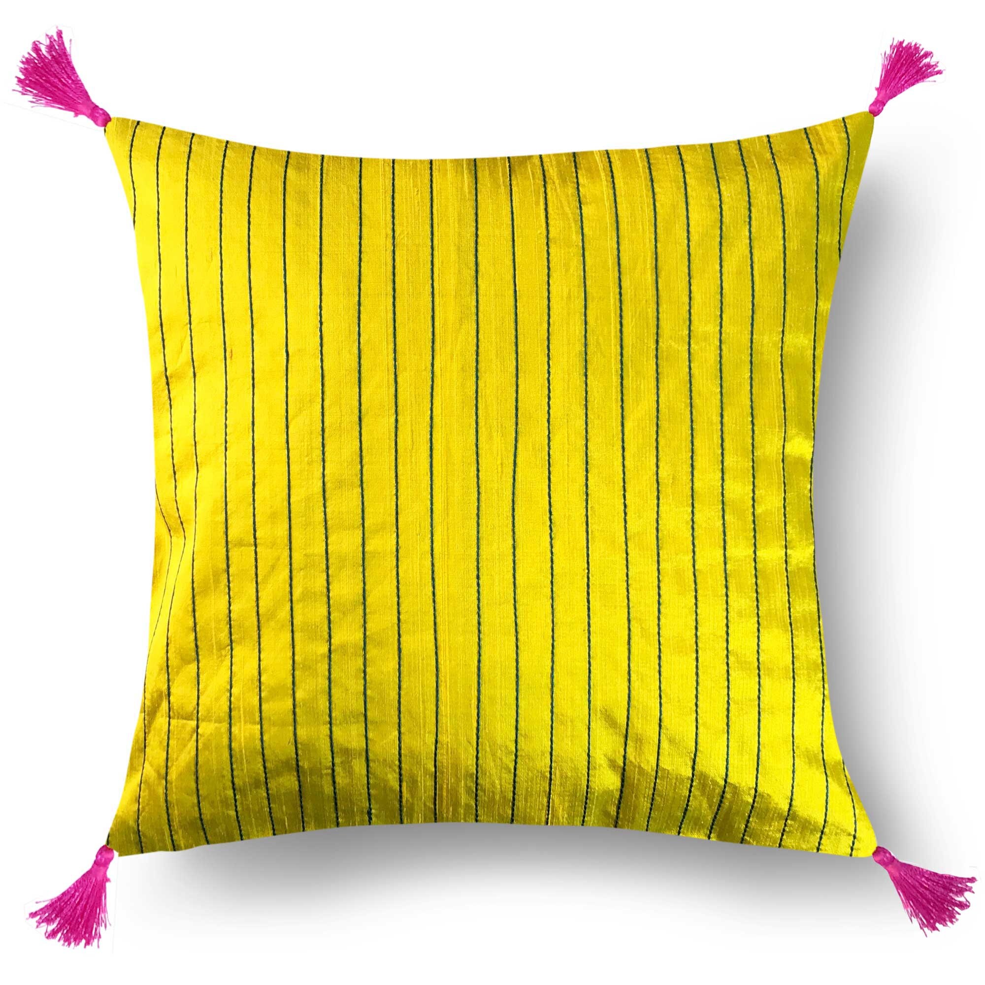 Silk Cushion Covers Mustard Teal Kantha Silk Pillow Lumbar Etsy