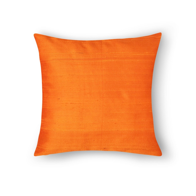 Solid Color Orange Raw Silk Pillow Cover Silk Throw Pillow Etsy