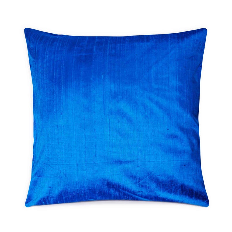 Silk Cushion Cover Turquoise Solid Silk Decorative Throw Etsy