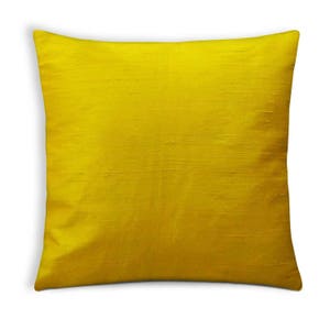 Yellow Raw Silk Pillow - Handmade Pure Silk Border Pillow Cover - Decorative Pillow Cover - Living Room Decor - Custom Size Cushion Cover