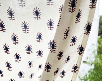 Tiny Flowers Shower Curtain, Hand Block Printed Cotton Shower Curtain, Organic Cotton Shades, Handmade Blockprinted Organic Cotton Drapes