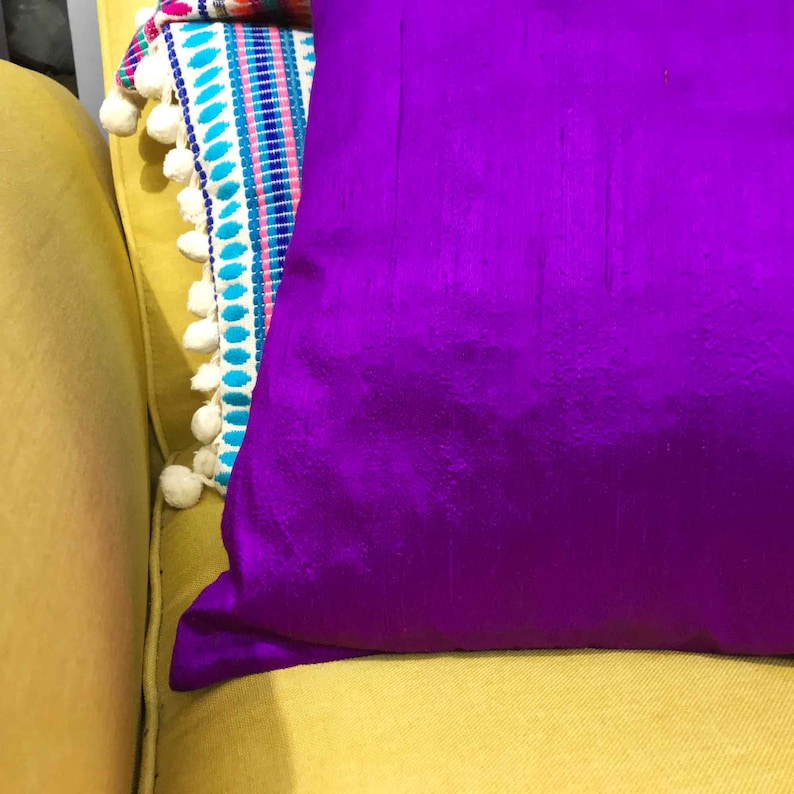 Solid Color Purple Raw Silk Pillow Cover Silk Throw Pillow Etsy