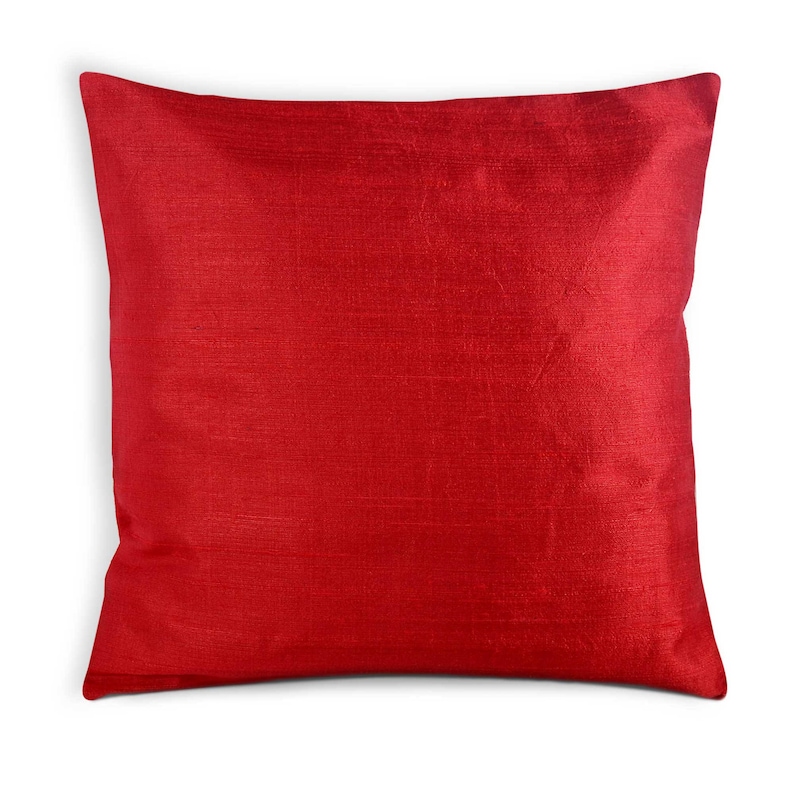 Red Raw Silk Pillow CoverSolid Red Dupioni Silk Cushion Etsy