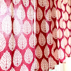 Rust and Beige Flowers Kitchen Valance, Light Weight Cafe Curtains, Cafe Curtains Set, Hand Block Printed Curtains, House Warming Gift