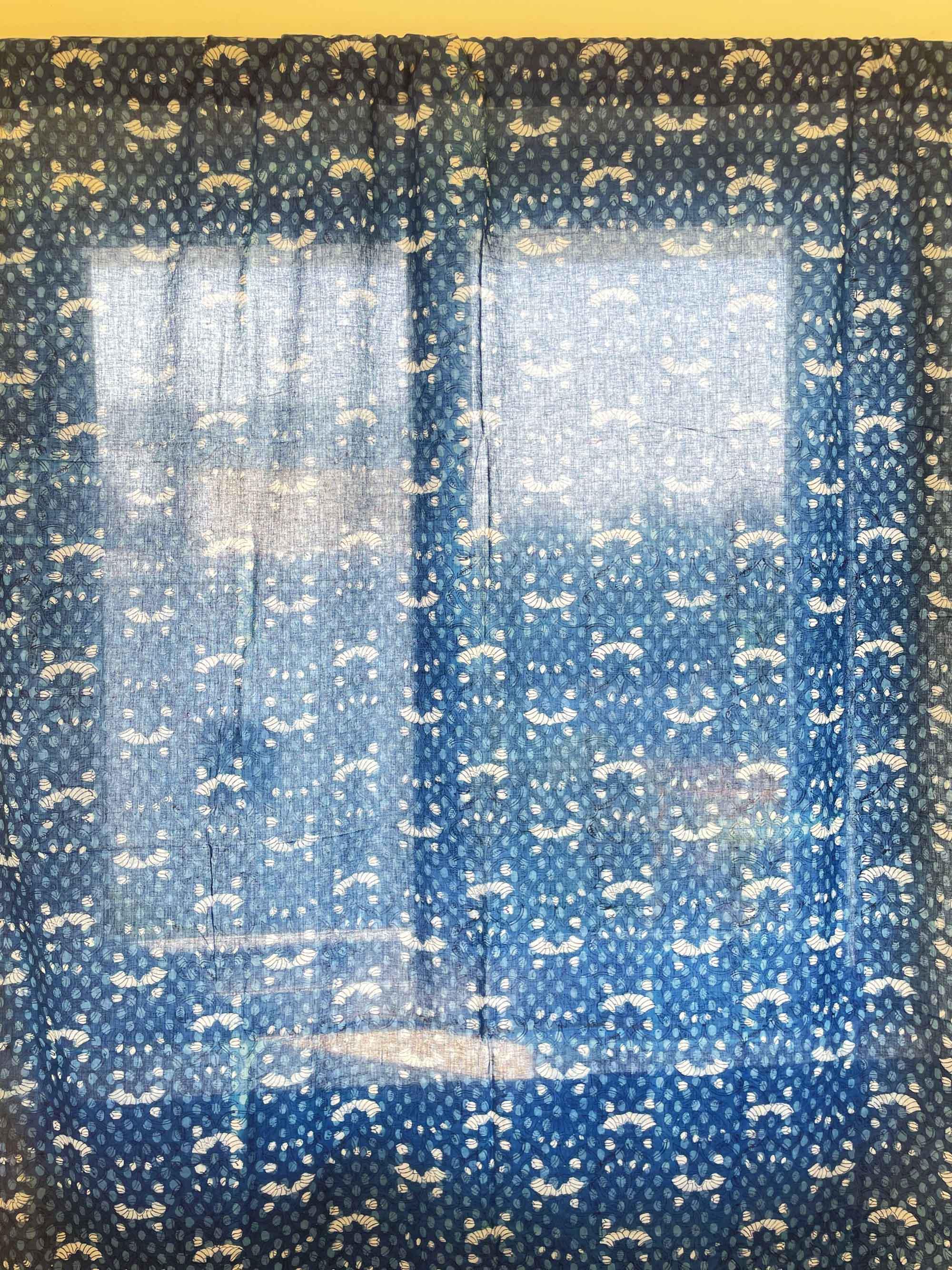 Indigo and Red Dabu Block Print Curtain Panel, Beautiful Floral Print Curtain, Indigo and Red Curtains Panel, Housewarming Gift