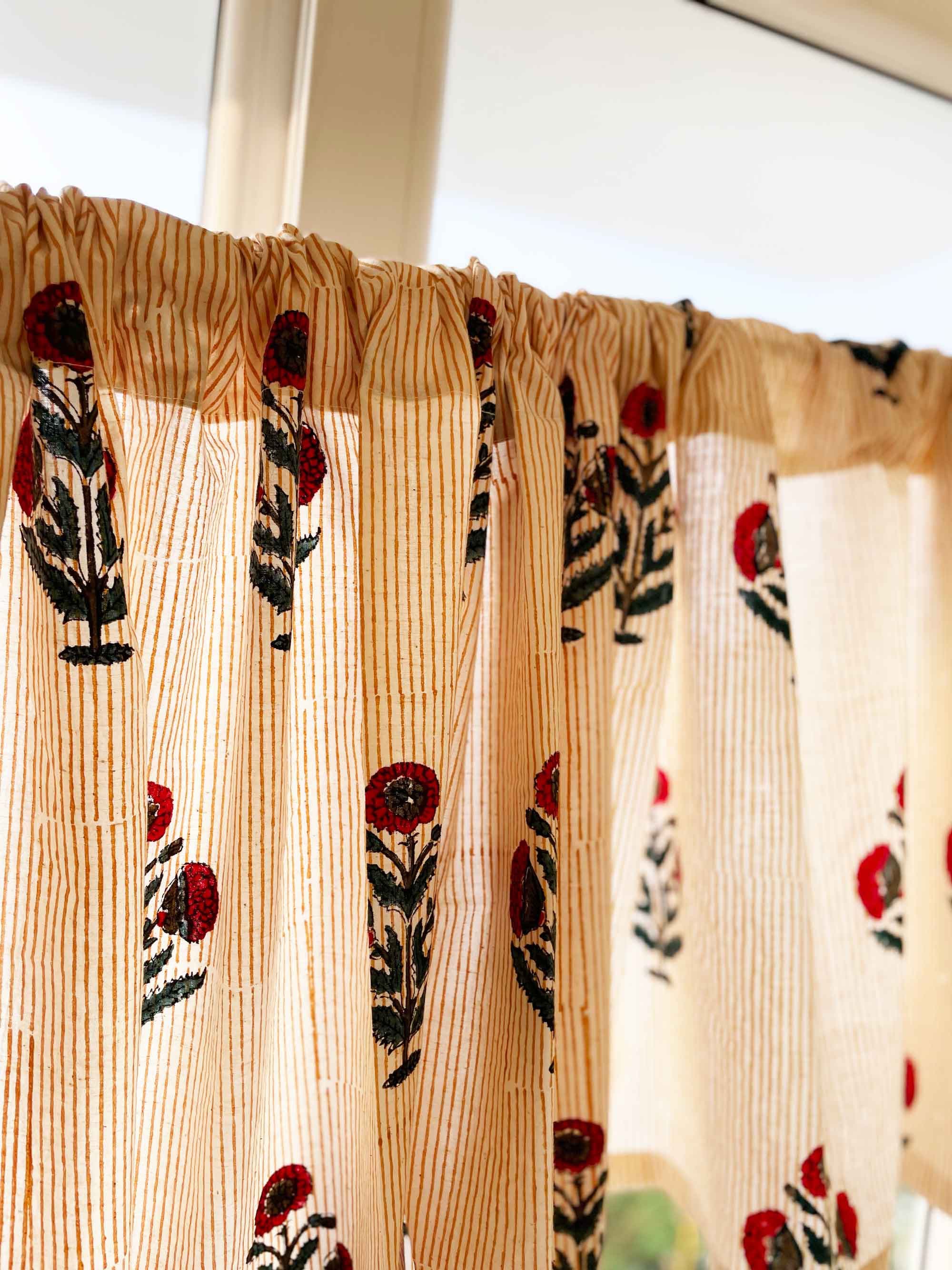 Red+Blue Poppy Print Valance