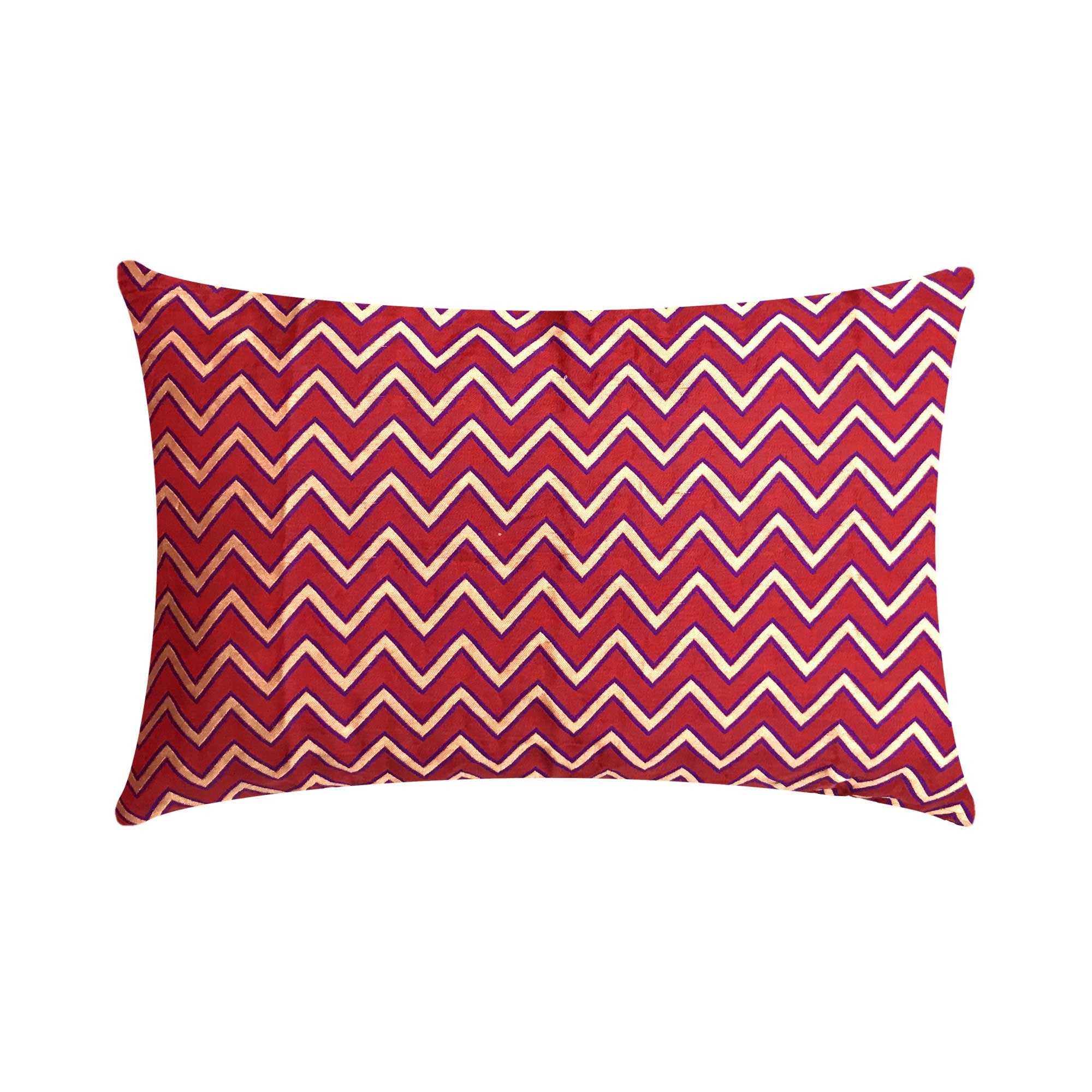 Chevron Gold Burgundy Silk Lumbar Pillow Cover Burgundy Etsy