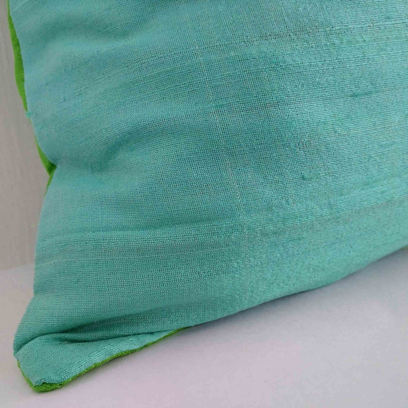 Mint and Green Color Block Raw Silk Pillow Coversilk Cushion Etsy