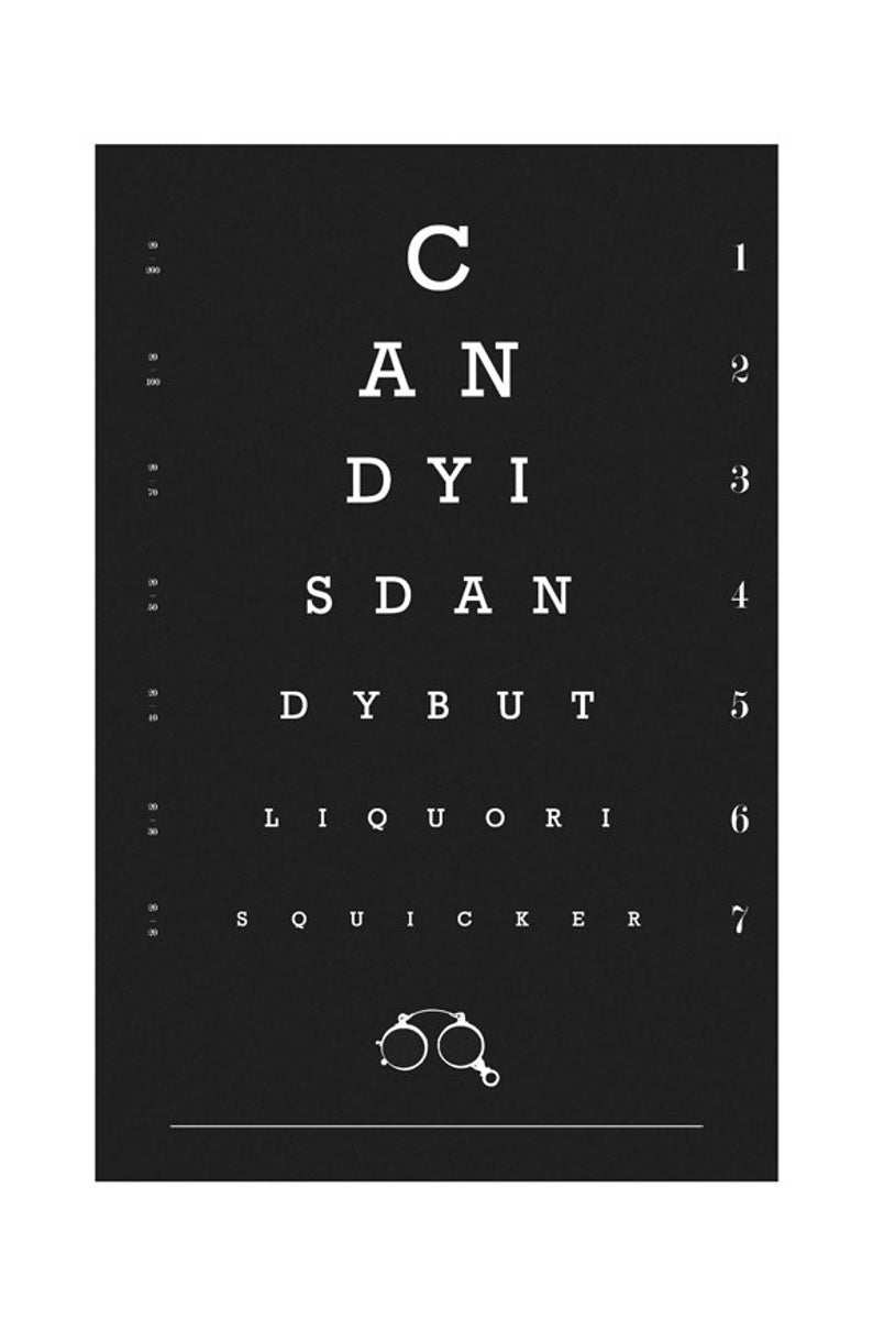 Hidden Message Home Bar Art Eye Doctor Gift Available on Wood /& Canvas Funny Quote Eye Chart Vintage Eye Chart Candy is Dandy