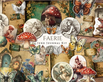 Kit de journal indésirable Faerie | millésime | éphémères | coupe soignée | clipart | papier numérique | album de découpures | numérique | imprimable | fée | champignon