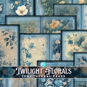 Twilight Florals-dagboekpapier | Antiek | Leeftijd | Junkjournaal | Plakboek | Kaarten maken | Papier | Afdrukbaar | Tijdelijke verschijnselen | Digitaal | Bloemen