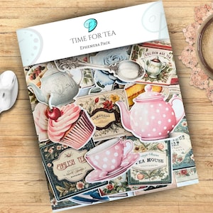 Éphémère L'heure du thé | journal indésirable | album de découpures | fabrication de cartes | décorations pour cartes | découpes | embellissements | fournitures | millésime | Gâteau