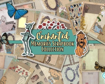 Enchanted Memories Oz junk journal pack, printable, scrapbooking, instant download, ephemera, diary, digital, emerald city, Vintage, Dorothy