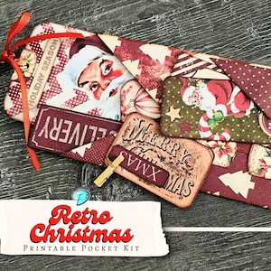 Retro Weihnachten Pocket Kit zum ausdrucken | Jahrgang | Sammelalbum | digital | Tagebuch | Kartengestaltung | Weihnachten | Festlich | Cricut | Nähanleitung