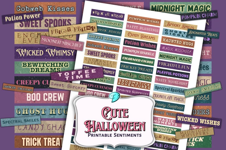 Transparent Sentiment Cute Halloween Sentiments Transparent PNG Files | Cricut | Junk Journal ...