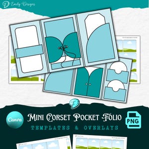 Mini Corset Pocket Folio Template | junk journal | scrapbook | ephemera | Printable | ink saver | card making | CANVA frame | overlay