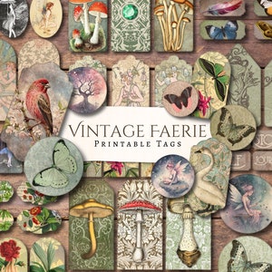 étiquettes féeriques vintage | millésime | éphémères | coupe soignée | journal indésirable | numérique | album de découpures | numérique | imprimable | fée | champignon | fleur