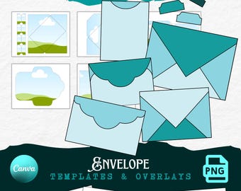 Envelope Templates & Overlays | junk journal | scrapbook | ephemera | Printable | card making | outline | CANVA frame | overlay | envelopes