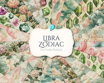Libra Digital Pattern Paper | ephemera | vintage | scrapbook | journal | printable | zodiac | horoscope | star sign astrology celestial