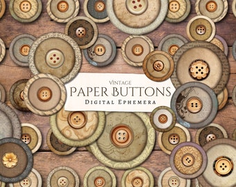 Vintage Paper Button Ephemera | digital | junk journal | scrapbook | background | antique | printable | Cricut | embellishment | card making