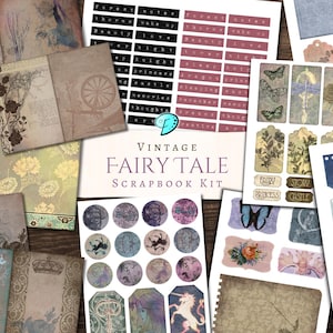Fairy Tale Scrapbooking Kit | Scrapbook Paper, Printable, Shabby Papers, Vintage Background, Ephemera, Junk Journal, Card making, Victorian