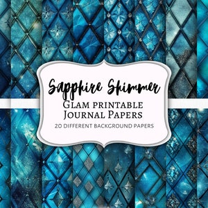 Sapphire Shimmer Printable Digital Papers: Scrapbook Paper, Printable Paper, shimmer, glam, sharp, colourful background