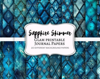 Sapphire Shimmer Printable Digital Papers: Scrapbook Paper, Printable Paper, shimmer, glam, sharp, colourful background