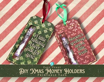 Retro Weihnacht DIY Geldhalter Tags | Jahrgang | Sammelalbum | digital | Tagebuch | Kartengestaltung | Weihnachten | Festlich | Ausdruckbar | Nähanleitung