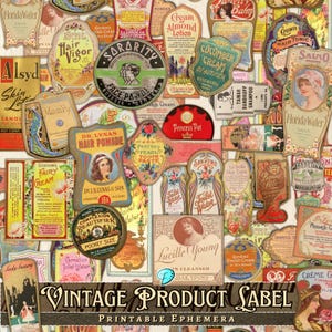 Vintage Product Labels printable ephemera | digital | junk journal | scrapbook | aged | old | antique | soap | victorian | beauty | salon