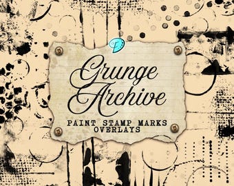 Grunge Archive Paint Stamp Marks Overlays | digital | digi stamps | distressed | junk journal | scrapbook | ephemera | vintage