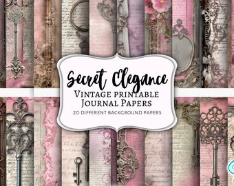 Secret Elegance Vintage Printable Digital Papers: Scrapbook Paper, Printable Paper, Shabby Papers, Vintage Paper, Vintage Background