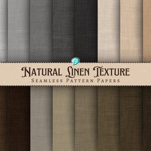 May include: A set of 20 digital seamless linen texture papers in various shades of brown, beige, and gray. The papers are perfect for creating backgrounds, patterns, and textures for digital projects.