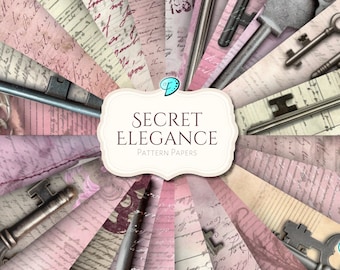 Secret Elegance Vintage Printable Digital Papers: Scrapbook Paper, Printable Paper, Shabby Papers, Vintage Paper, Vintage Background