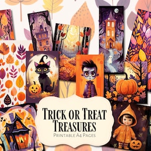 Trick or Treat Treasures | digital | ephemera | junk journal | scrapbook | printable | print | halloween | ghost | spooky | illustration