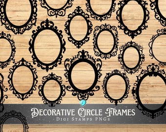 Decorative Circle Frames Digi stamps | digital | distressed | junk journal | scrapbook | ephemera | vintage | PNG | transparent | Frame