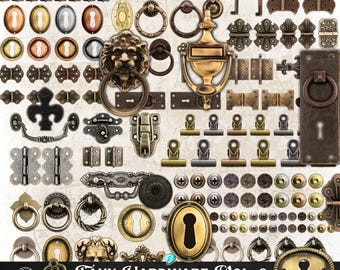 Faux Hardware Vol. 2 druckbare Ephemera | digital | Junk Journal | Sammelalbum | antik | Schlüsselloch | Cricut | pinischer Schnitt | Kartengestaltung | Scharnier