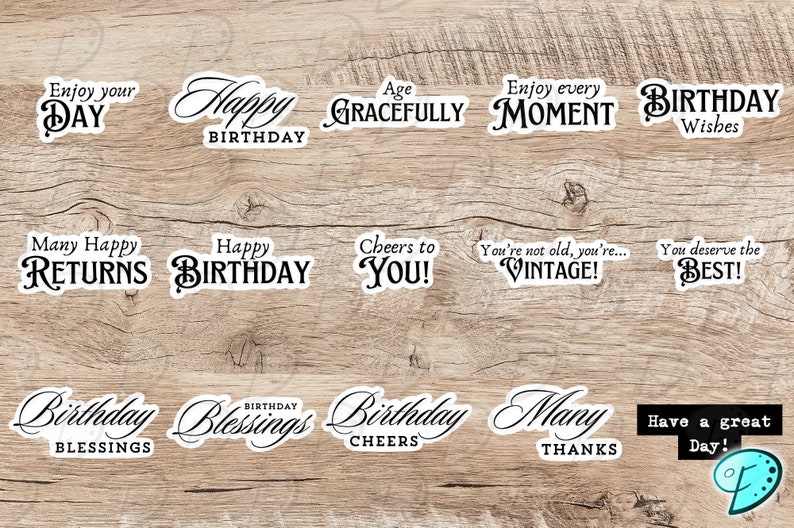 Birthday Sentiments Pack | Scrapbook | Card Making | Vintage | Ephemera ...