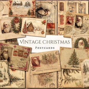 Cartões postais de Natal vintage para imprimir | Coisas efêmeras | Antigo | Idoso | Antigo | Postagem | Imprimível | Jornal Lixo | Álbum de recortes | Criação de cartões