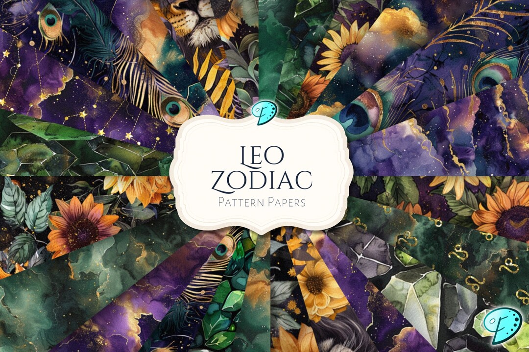 Leo Zodiac Digital Pattern Paper | Ephemera | Vintage | Scrapbook ...