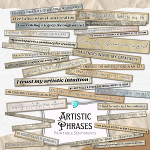Künstlerische Phrasen Gefühle Printable Sheets | Sammelalbum | Kartengestaltung | Jahrgang | Ephemera | Junk Journal | Liebe Grüße |  Affirmationen