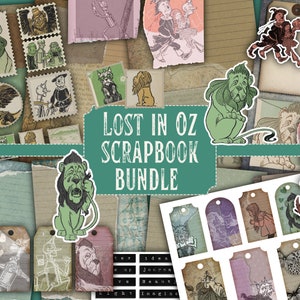Lost in Oz, Zauberer von Oz, Sammelalbum-Bundle, ausdruckbar, Scrapbooking, sofortiger Download, Ephemera, Tagebuch, digital, Smaragdstadt, Dorothy, toto