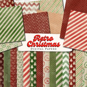 Retro Weihnachten Muster Papiere | Ephemera | antik | Jahrgang | Sammelalbum | digital | Tagebuch | Kartengestaltung | Weihnachten | Festlich