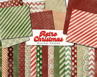 Retro Weihnachten digitale Papiere | Ephemera | antik | Jahrgang | Sammelalbum | Muster | Tagebuch | Kartengestaltung | Weihnachten | Festliche druckbare