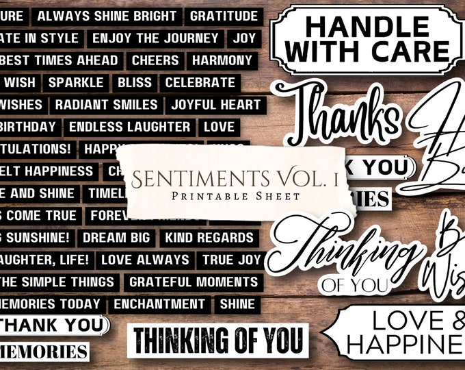 Sentiments For Card Making Sentiments Vol. 1 Printable Sheet | Scrapbook | Card Making | Vintage ...