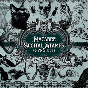 Selos digi macabros | digitais | sobreposição | angustiado | jornal lixo | álbum de recortes | coisas efêmeras | vintage | tinta | Gótico | Gótico | Selos de borracha