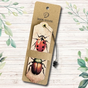 Marque-page carte coccinelle des bois britannique | Fait main | Nature | Fleurs | Champignon | Fleurs | millésime | Éphémères | Journal indésirable | Coccinelle | Bug